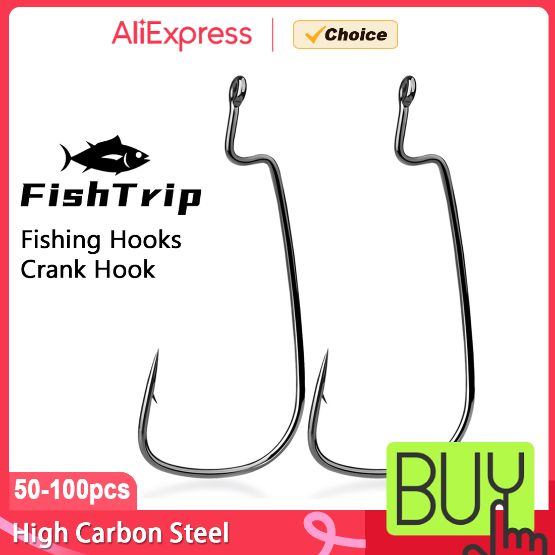 Fishing Hook Offset - FishTrip 50-100PCS Worm Hook Fishing Crank