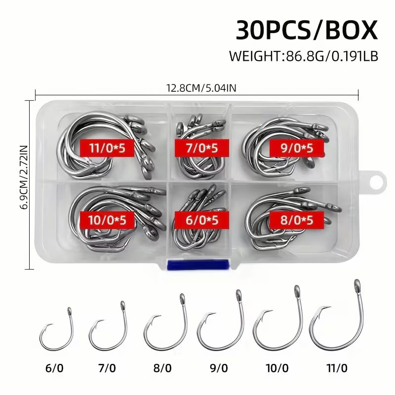 30pcs/box Fishing Hooks Stainl - مراجعة Fishing Hook Circle وسعره