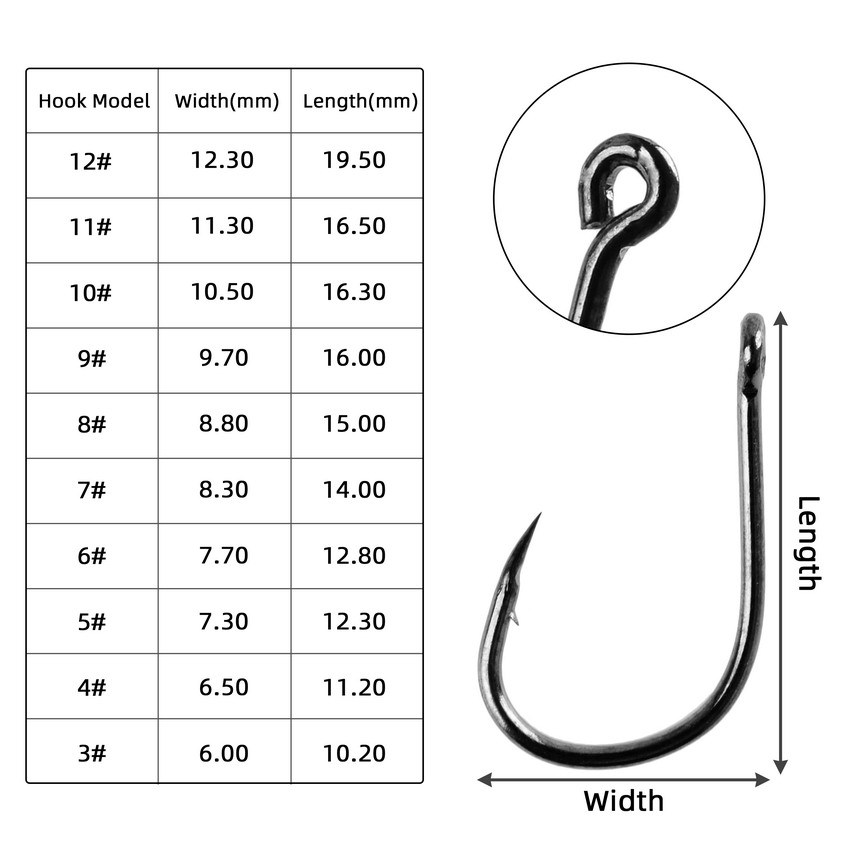 100Pcs/box #3~#12 High Carbon  - مراجعة Fishing Hook Circle وسعره