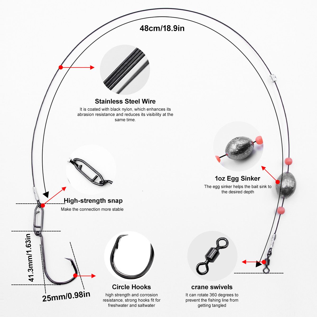 ZYZHE 2pcs Fishing Carolina Ri - مراجعة Fishing Hook Circle وسعره