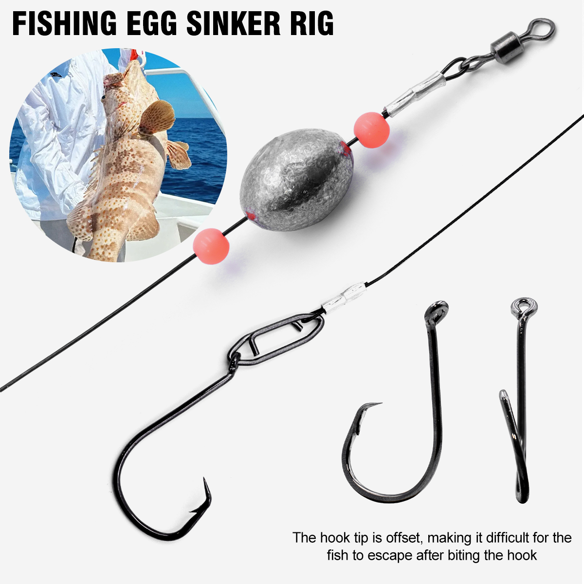 ZYZHE 2pcs Fishing Carolina Ri - مراجعة Fishing Hook Circle وسعره