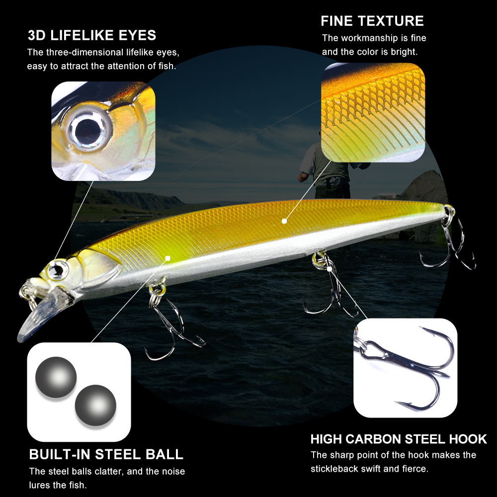 Jerkbait Minnow Fishing Lure A - مراجعة Fishing Hook Treble وسعره