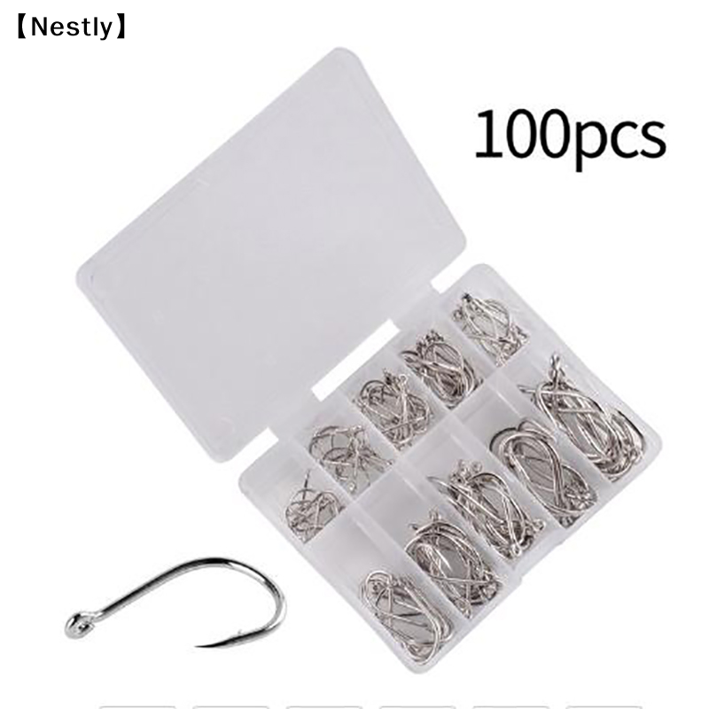 100pcs/box Fishing Hooks Carbo - مراجعة Fishing Hook Circle وسعره