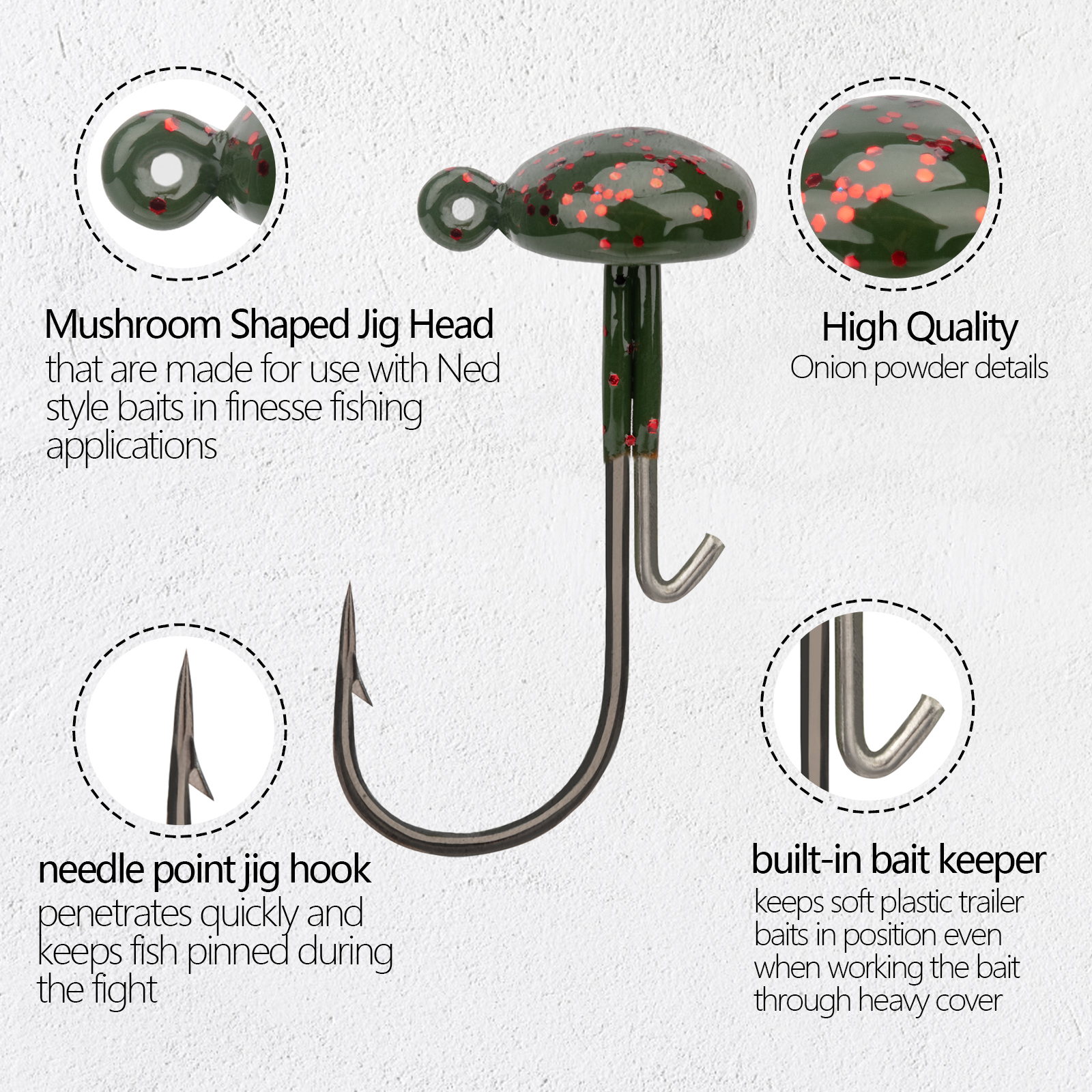 THKFISH 20pcs Ned Rig Jig Head - مراجعة Fishing Hook Weedless وسعره