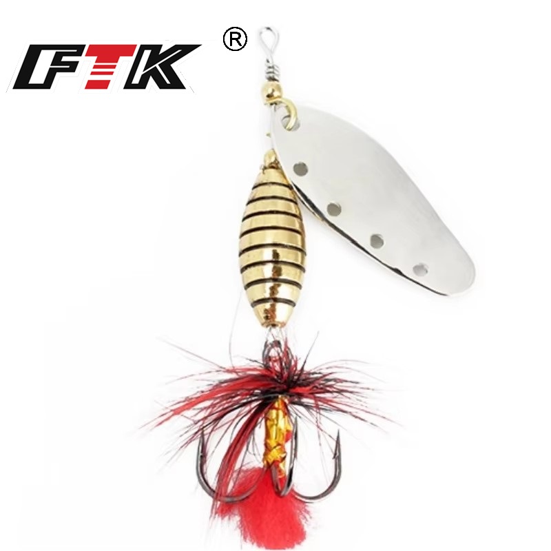 FTK 6g 12g 16g Metal Spinner B - مراجعة Fishing Hook Treble وسعره