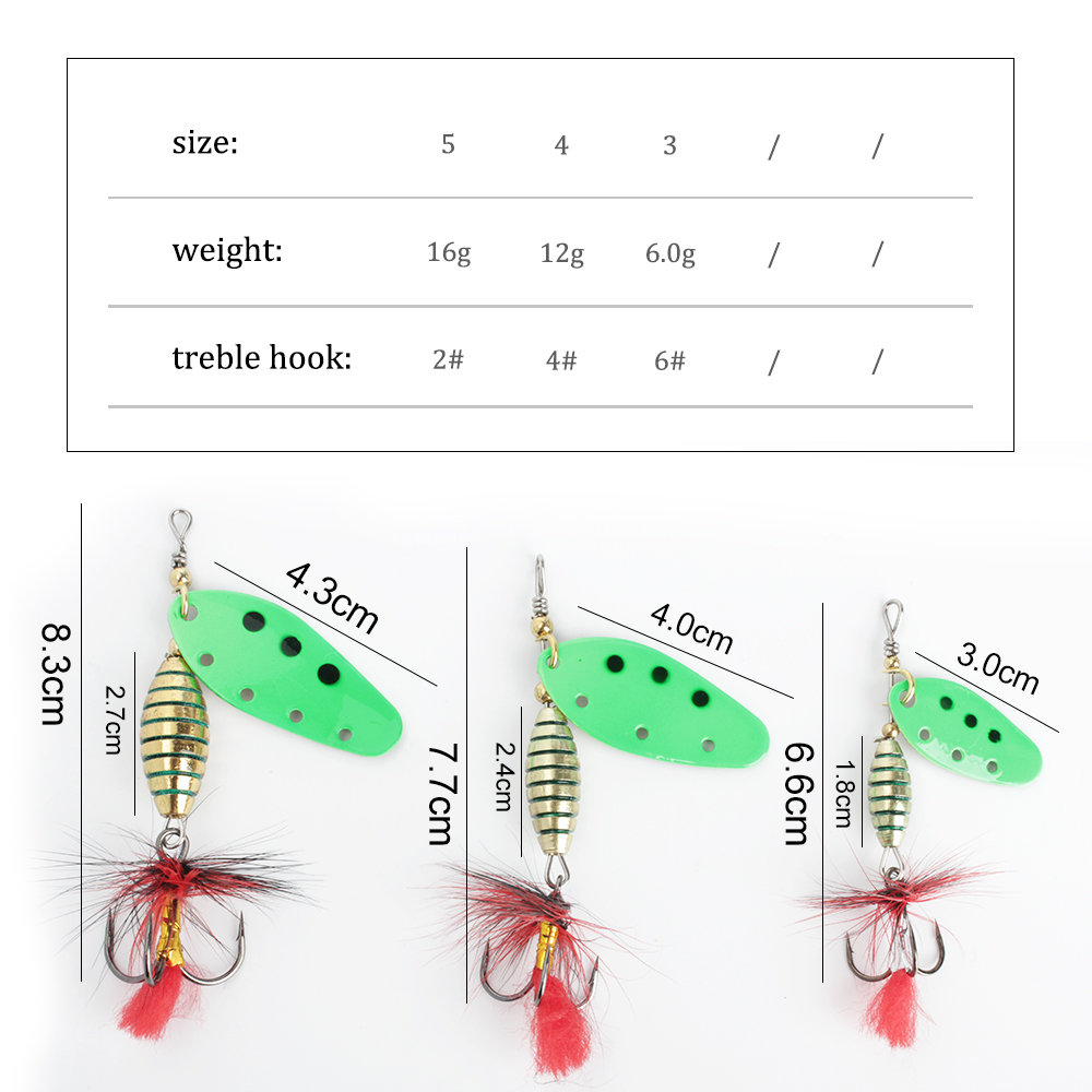 FTK 6g 12g 16g Metal Spinner B - مراجعة Fishing Hook Treble وسعره
