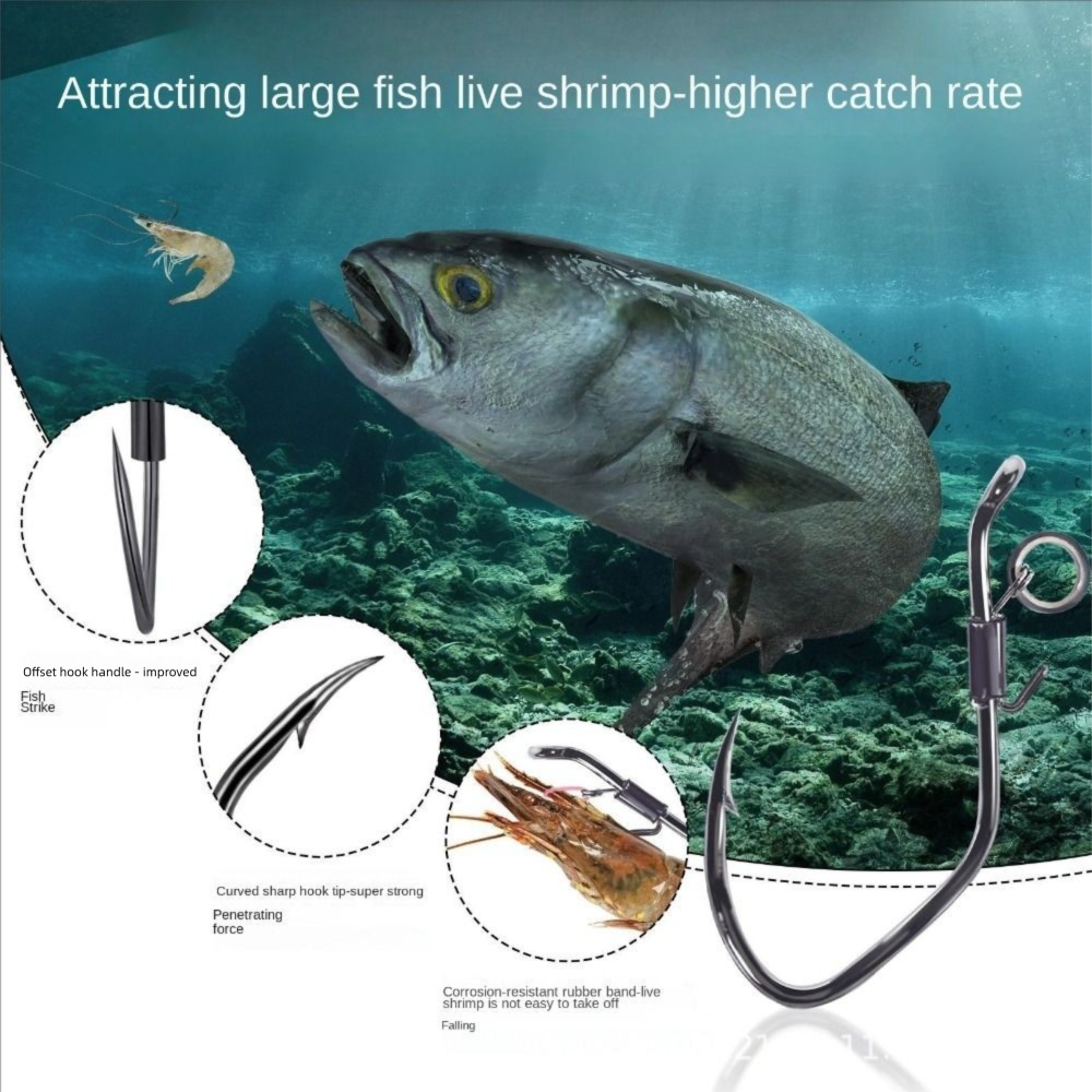 10pcs Pickerel Live Shrimp Bai - مراجعة Fishing Hook Weedless وسعره