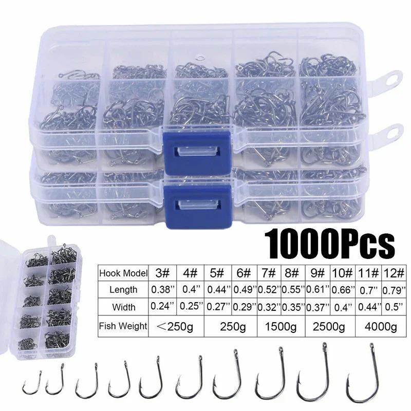 50-1600Pcs/BoxFishing Hooks Ca - مراجعة Fishing Hook Offset وسعره