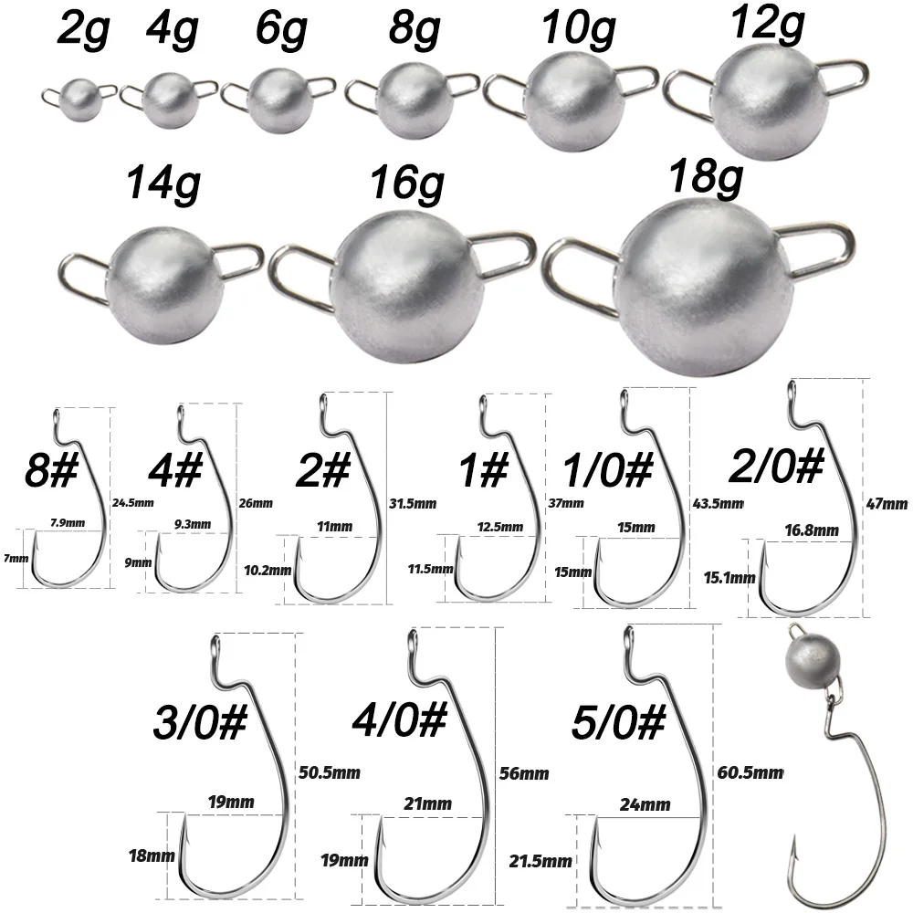 5Pcs Metal Jig Head Worm Hooks - مراجعة Fishing Hook Offset وسعره