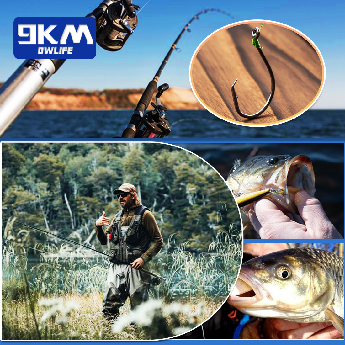 9KM Circle Fishing Hooks 25~50 - مراجعة Fishing Hook Circle وسعره